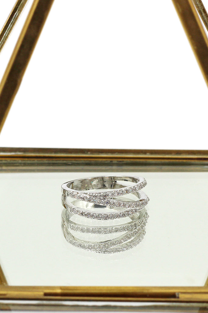 flashing micro crystal silver ring