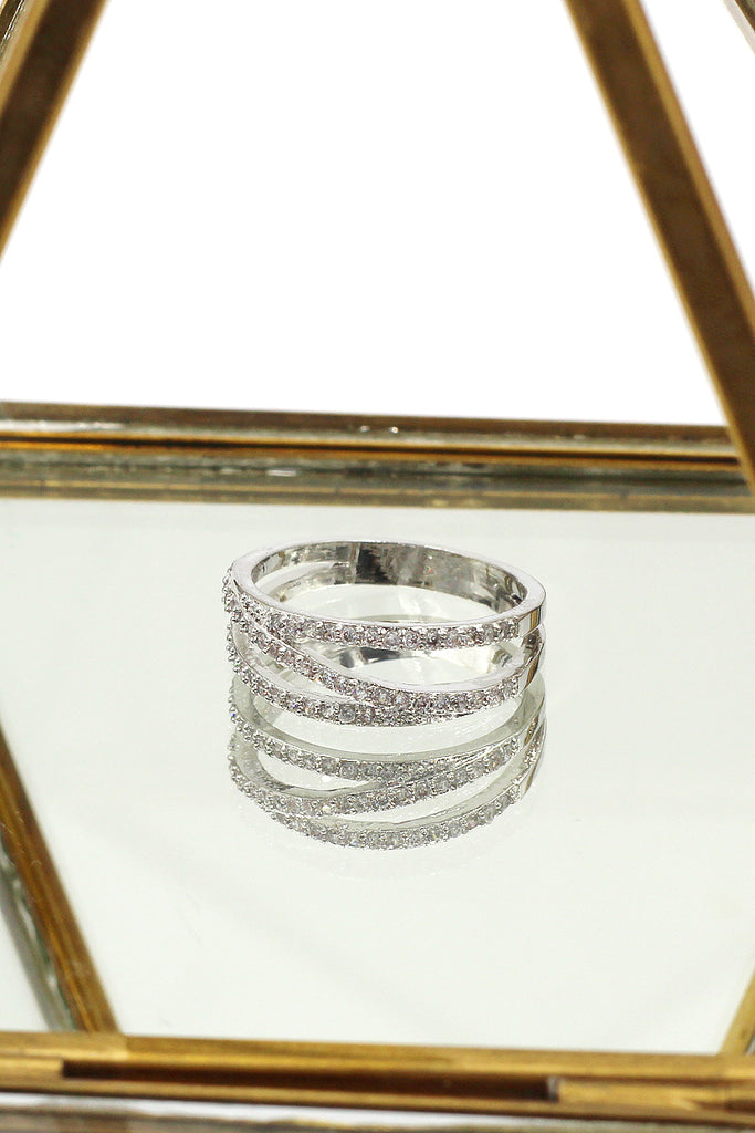 flashing micro crystal silver ring
