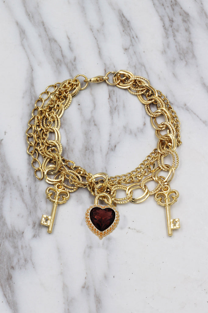 fashion love key crystal bracelet