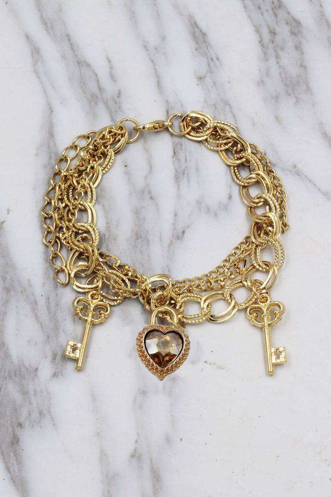 fashion love key crystal bracelet