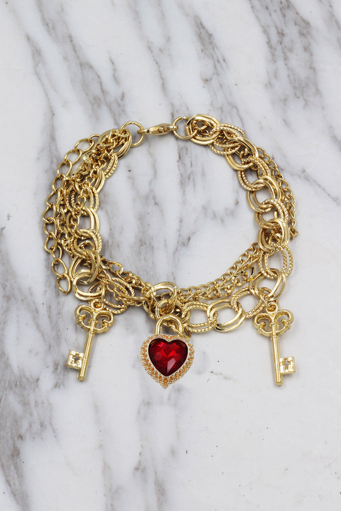 fashion love key crystal bracelet