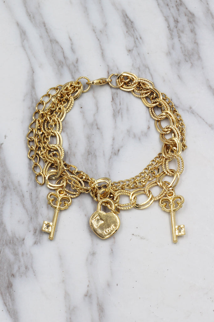 Fashion key love lock bracelet