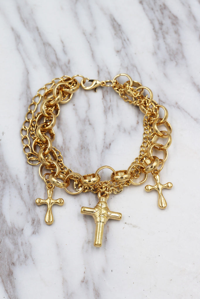 fashion small cross necklace bracelet set