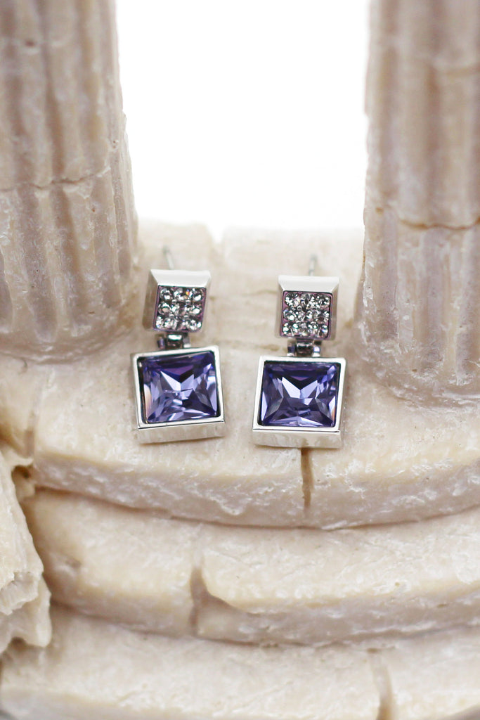 Noble purple shiny Crystal Earrings