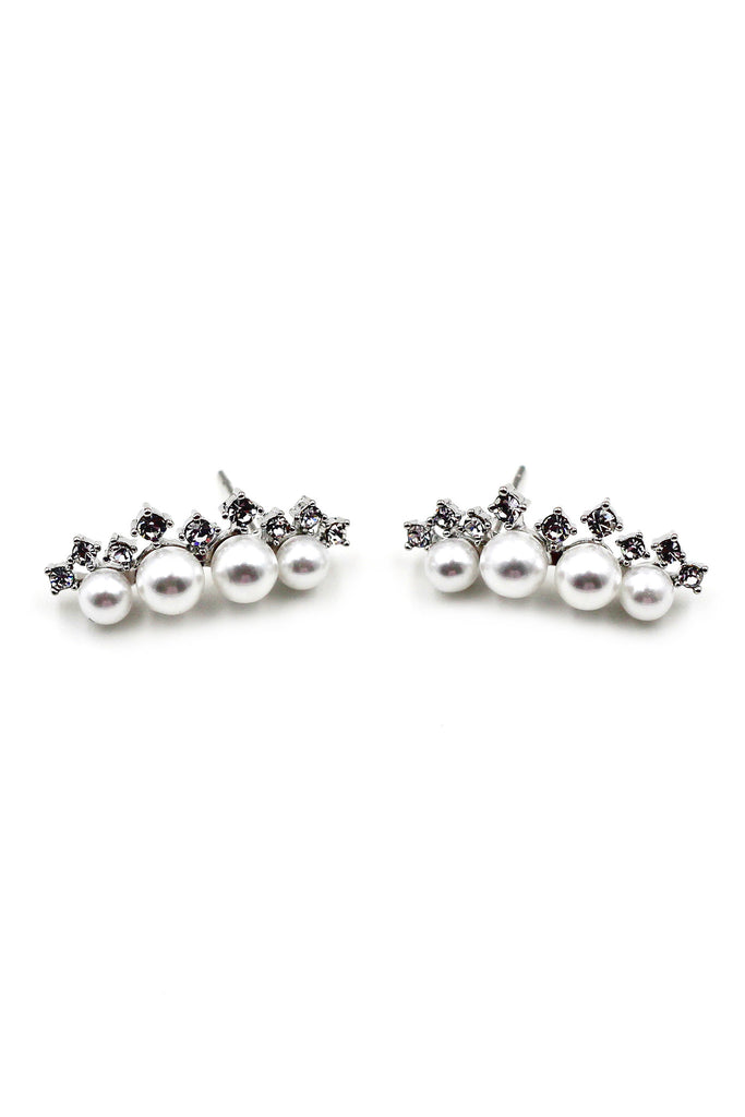 Pearls silver Crystal Earrings