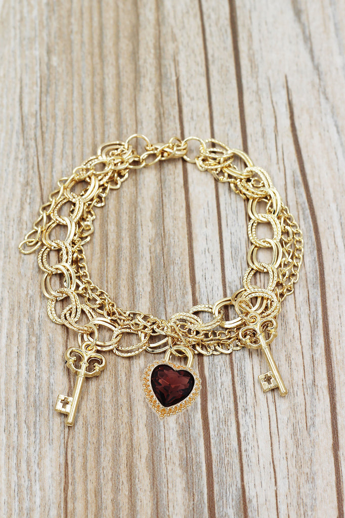 fashion love key crystal bracelet