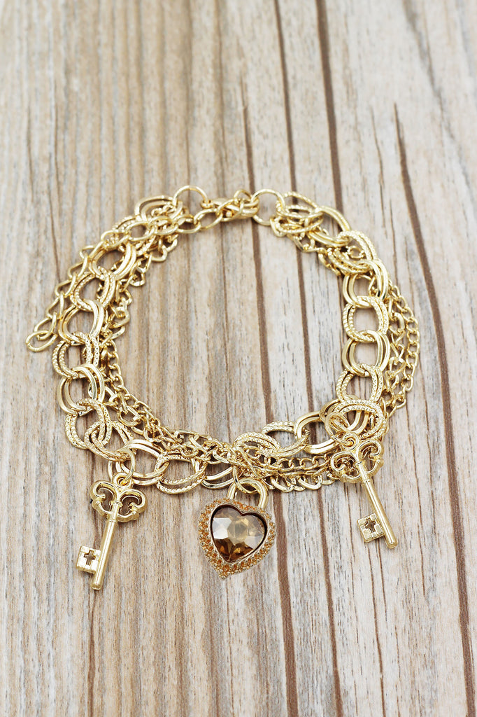 fashion love key crystal bracelet