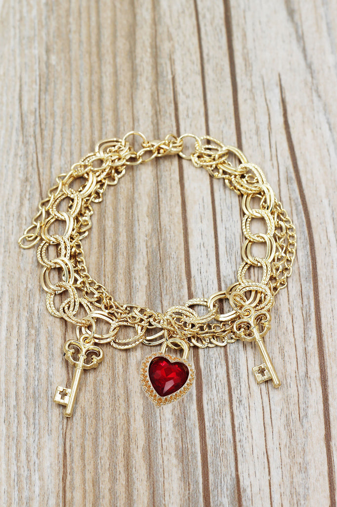 fashion love key crystal bracelet
