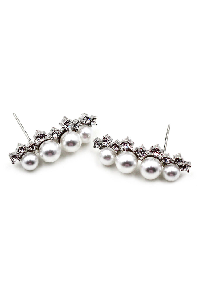inlaid small pearl earring necklace set