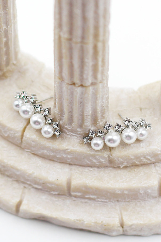 inlaid small pearl earring necklace set