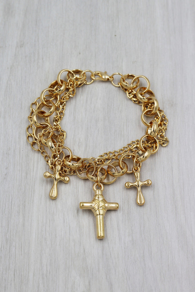 fashion small cross necklace bracelet set