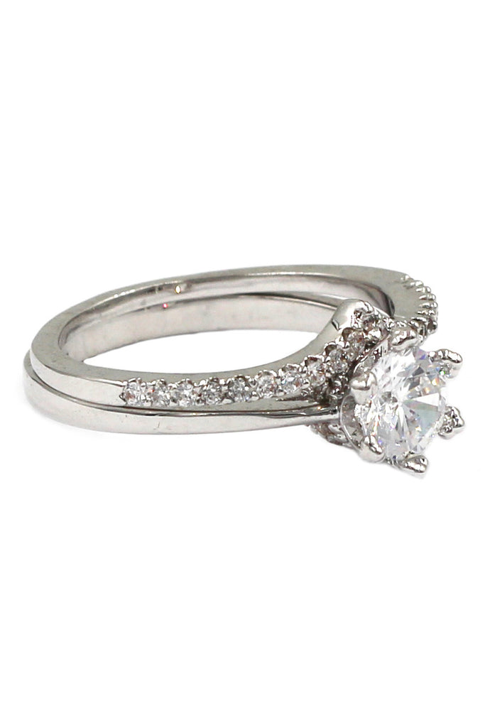 shiny crystal silver both ring