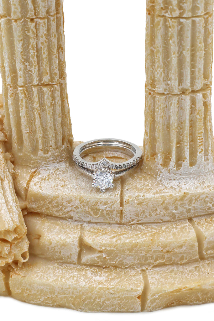 shiny crystal silver both ring