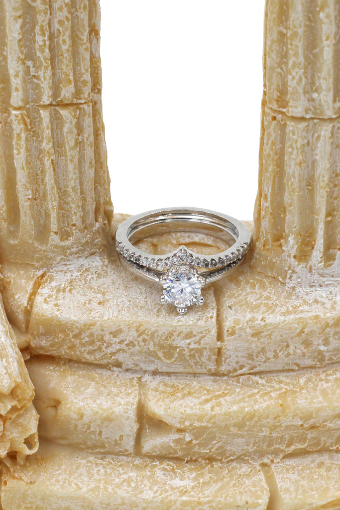 shiny crystal silver both ring