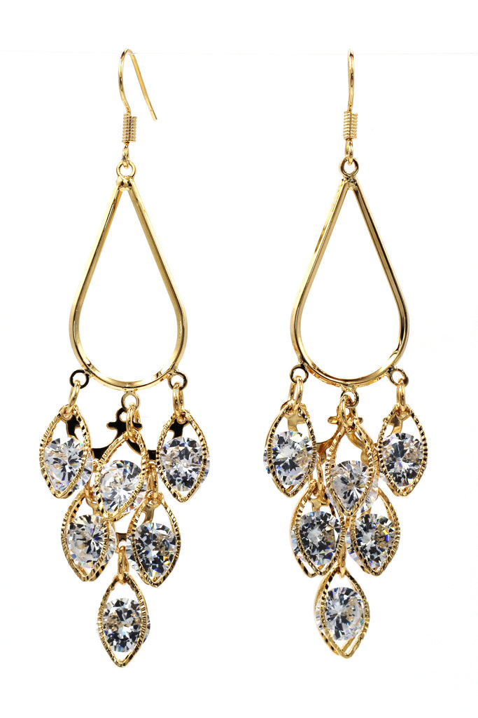 shining golden pendant crystal earrings
