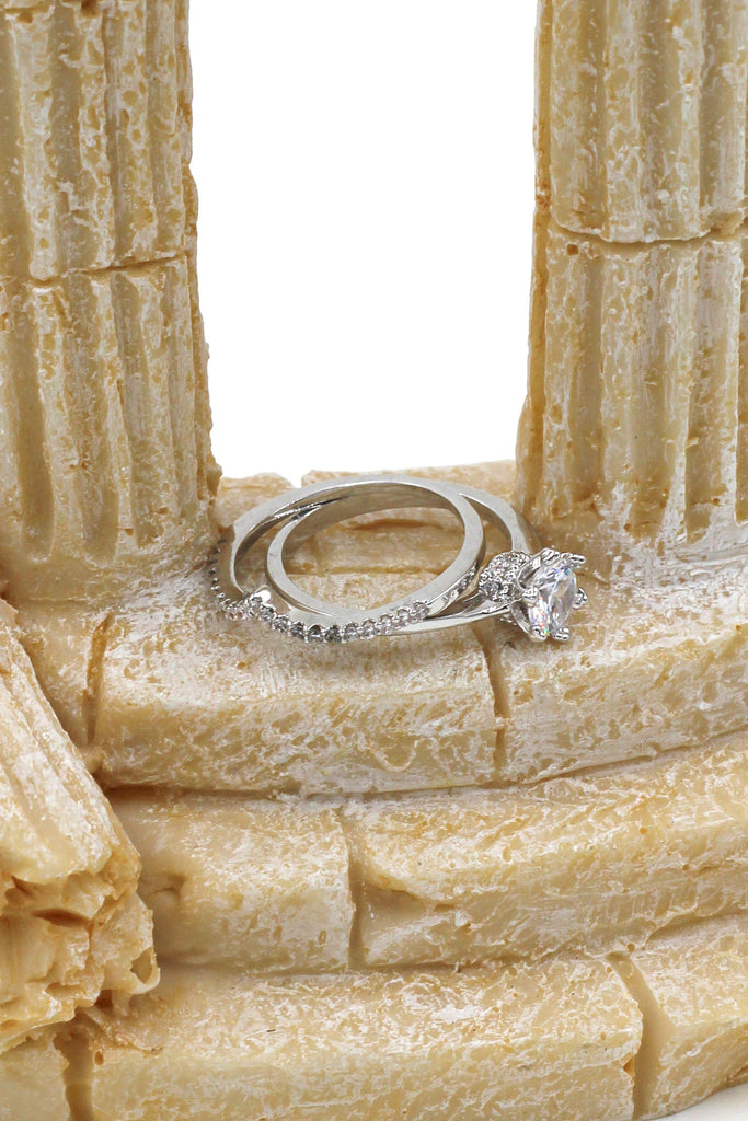 shiny crystal silver both ring