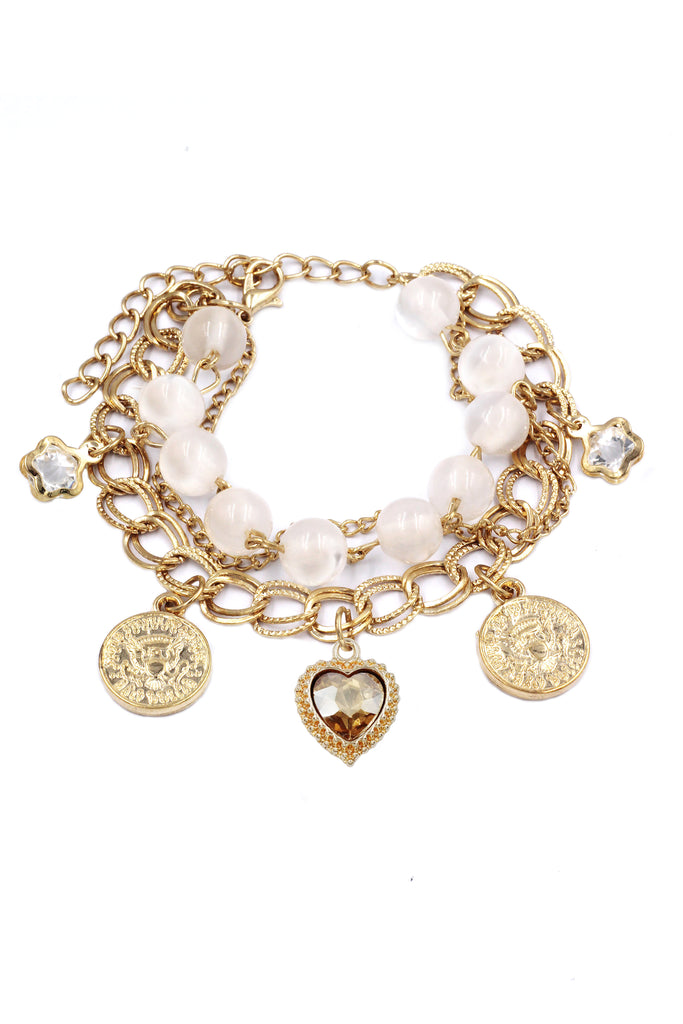 fashion love coin crystal bracelet