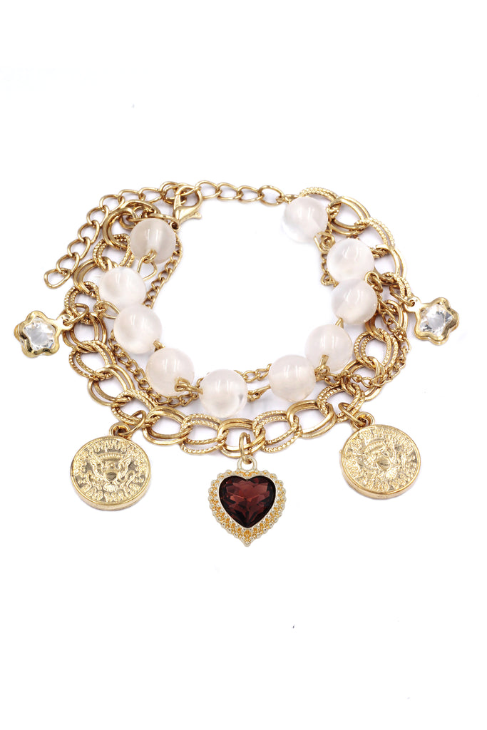 fashion love coin crystal bracelet