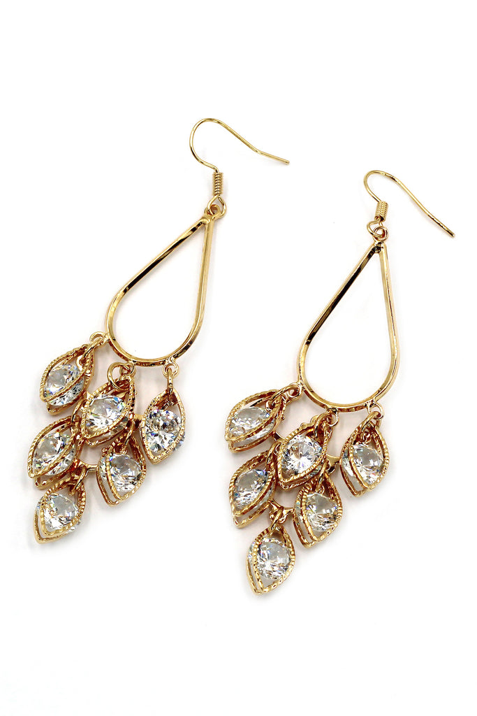 shining golden pendant crystal earrings