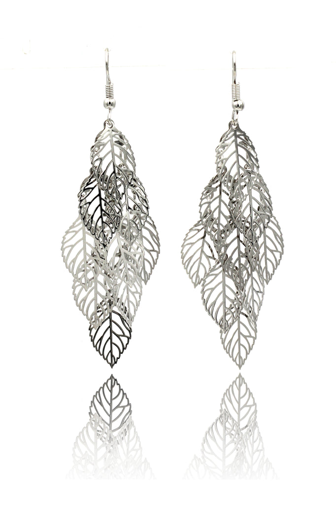 hollowed multi-layer leaf earrings