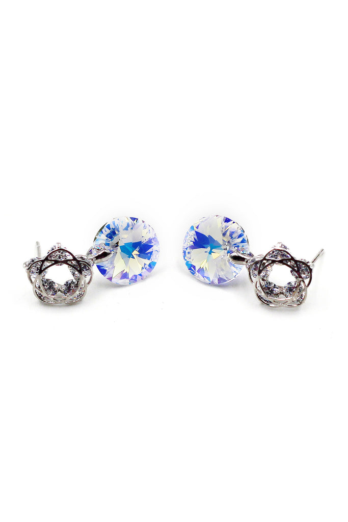 Shiny beautiful flowers crystal earrings