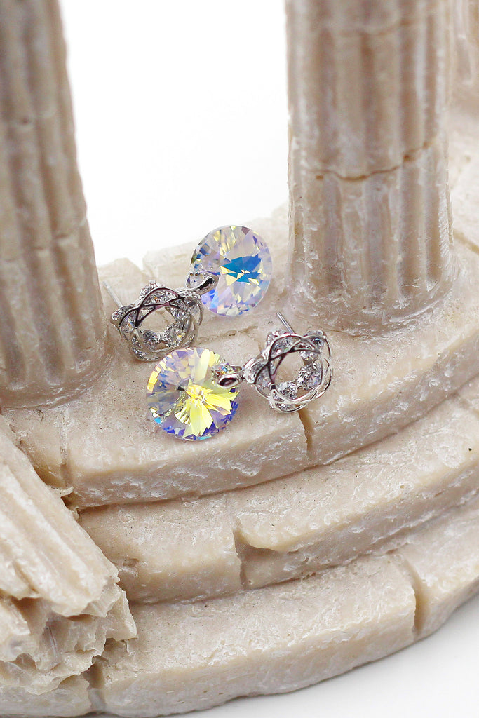 Shiny beautiful flowers crystal earrings