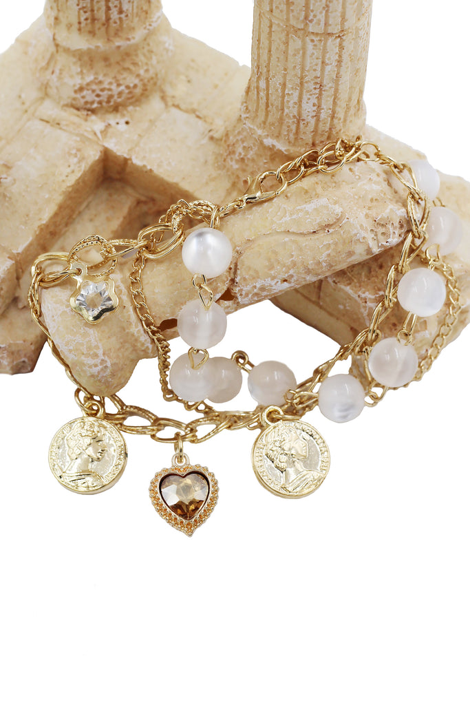 fashion love coin crystal bracelet