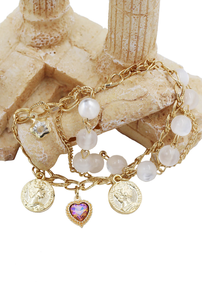 fashion love coin crystal bracelet