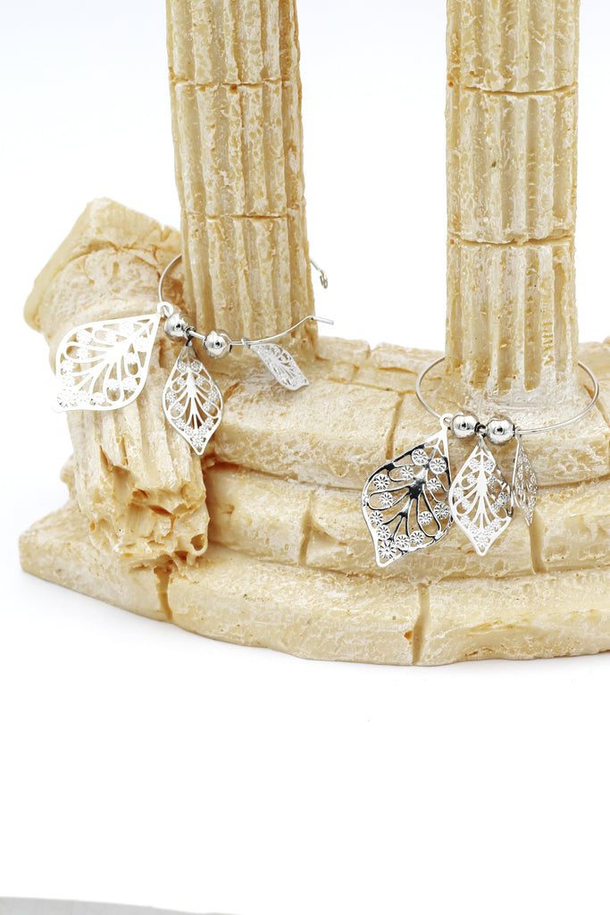 elegant big circle leaf earrings