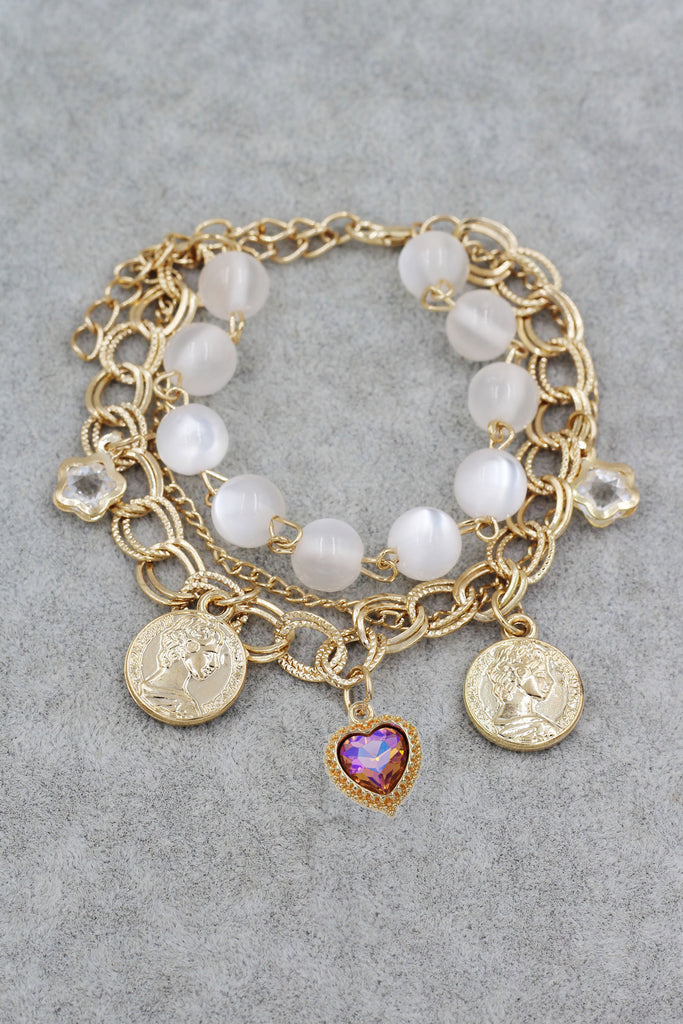 fashion love coin crystal bracelet