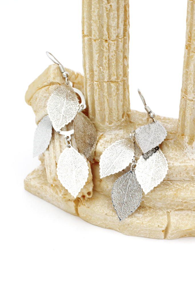 elegant long large leaf earrings