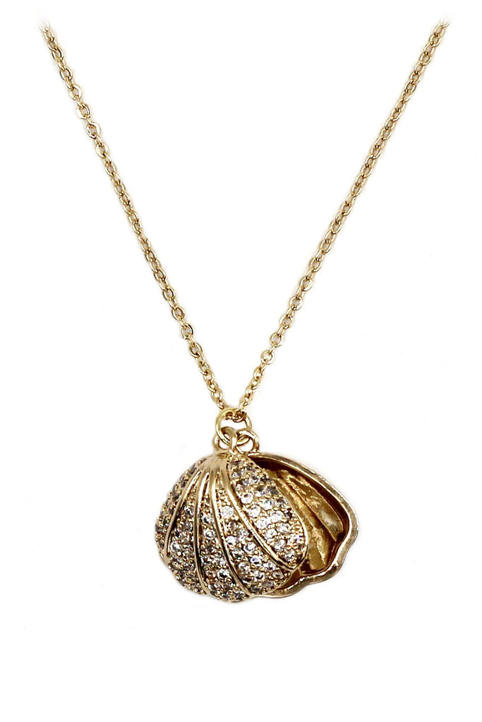 shiny shell pearl gold necklace earrings set