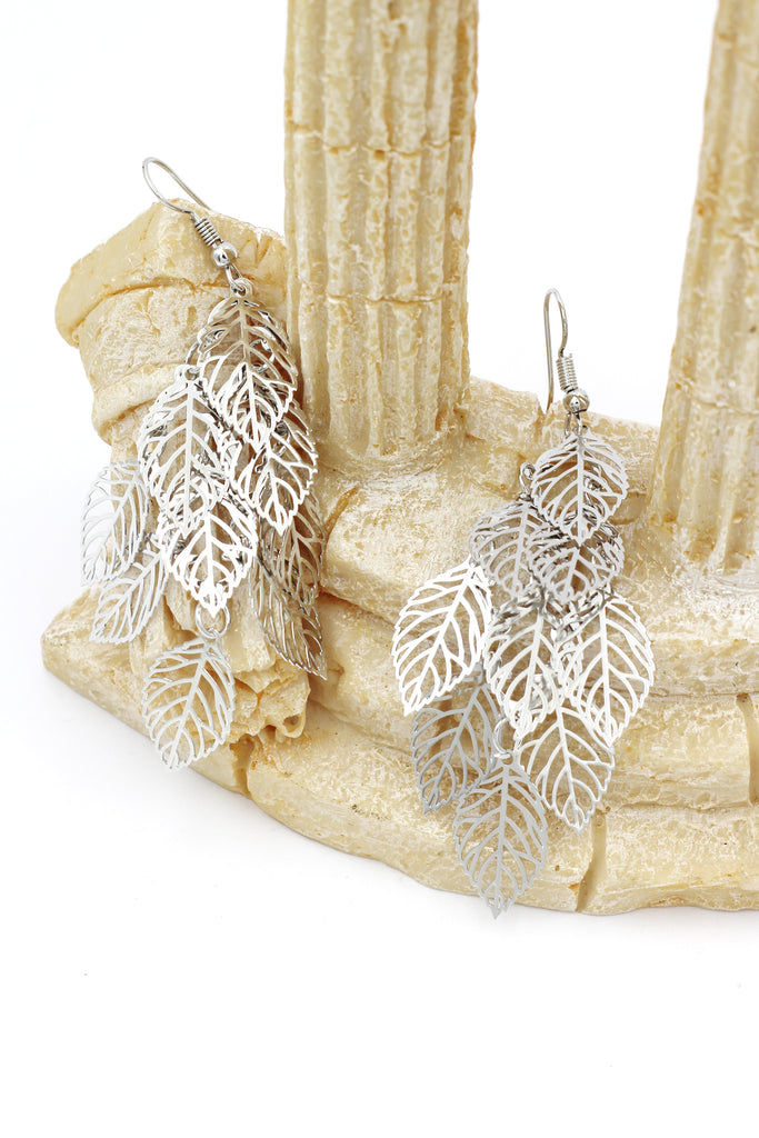 hollowed multi-layer leaf earrings