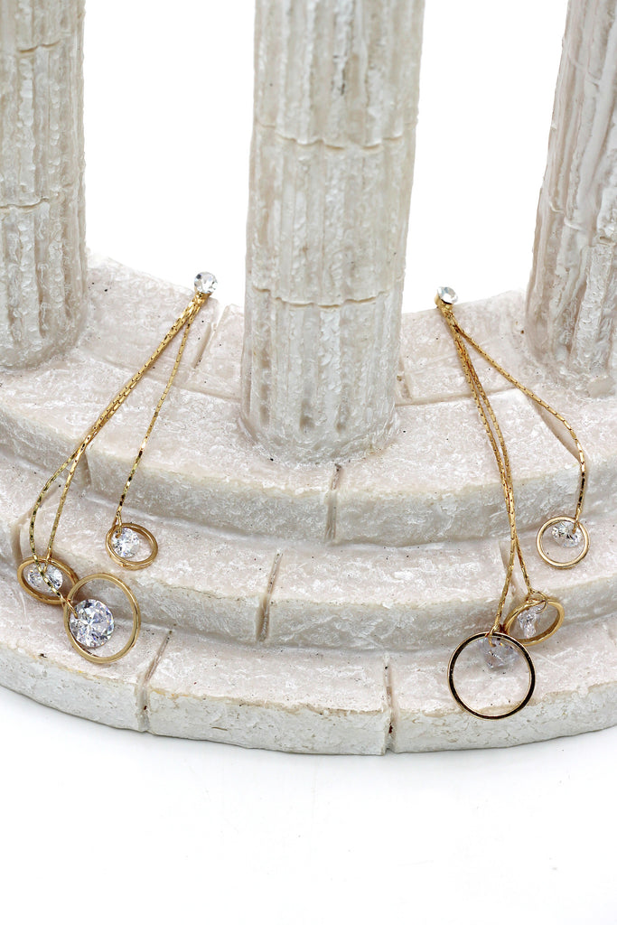 temperament tassel pendant crystal gold earrings