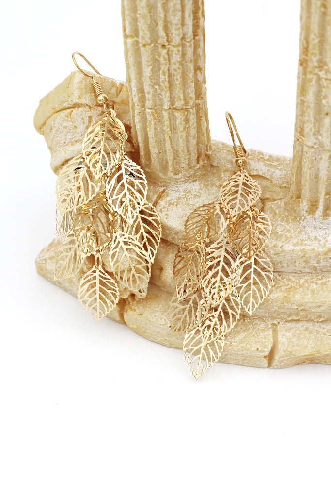 hollowed multi-layer leaf earrings