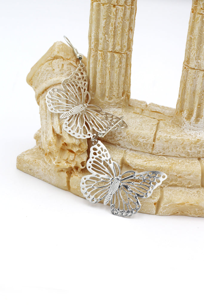fashion shiny crystal butterfly necklace earrings set