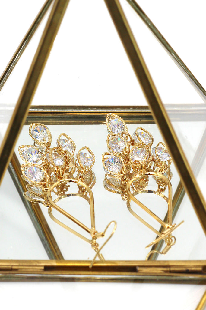 shining golden pendant crystal earrings