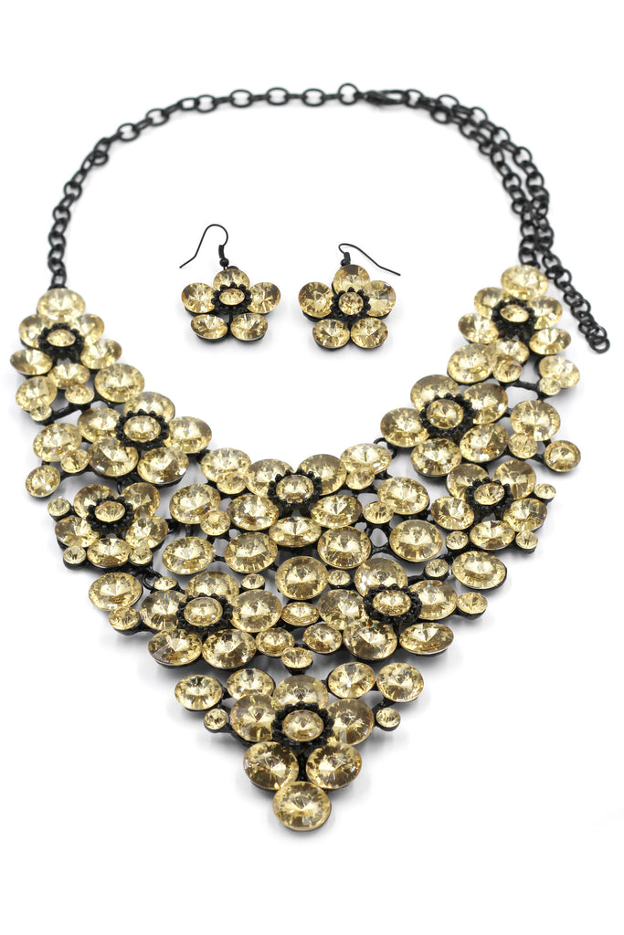 colorful crystal flowers necklace sets