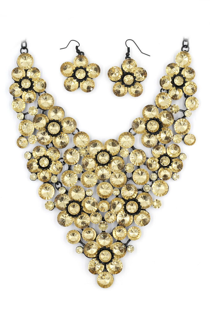 colorful crystal flowers necklace sets