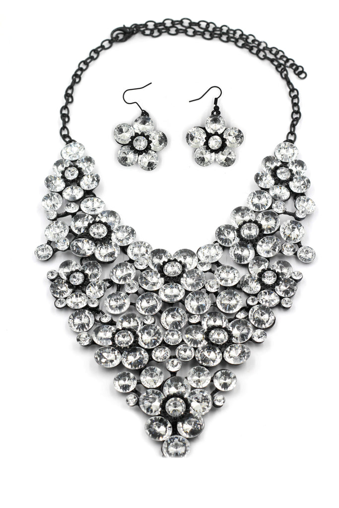 colorful crystal flowers necklace sets