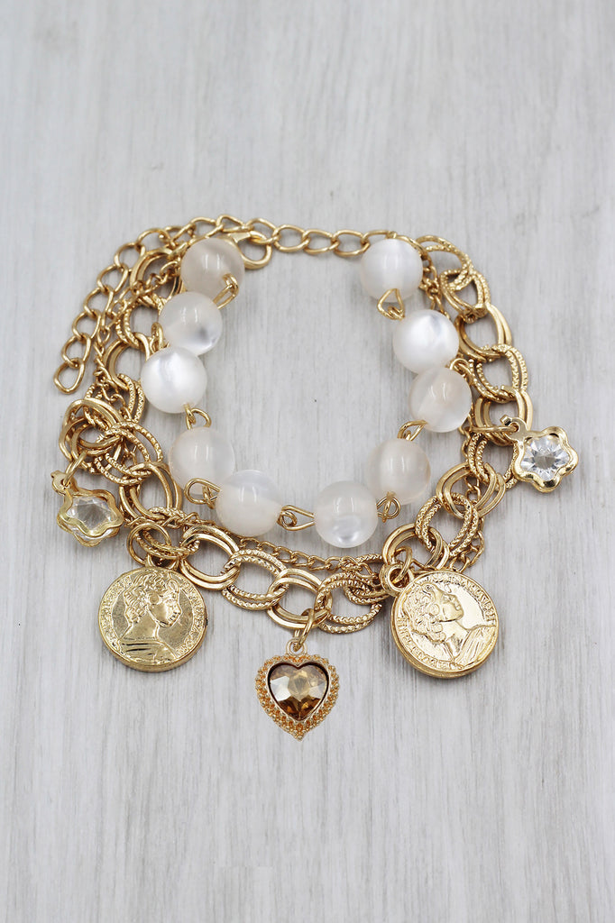 fashion love coin crystal bracelet