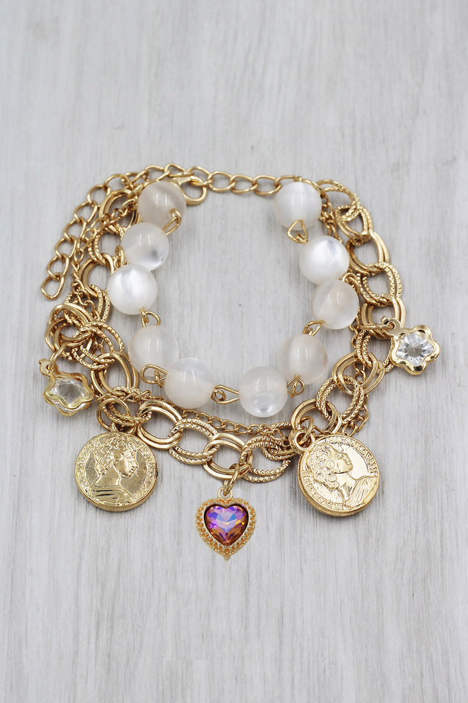 fashion love coin crystal bracelet