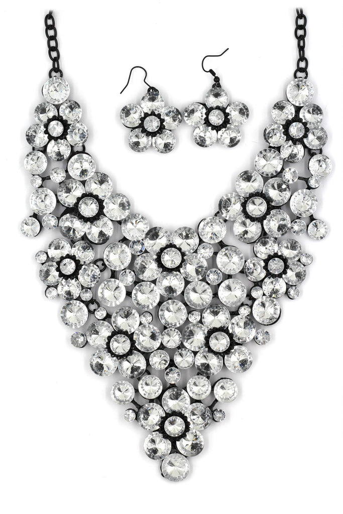 colorful crystal flowers necklace sets