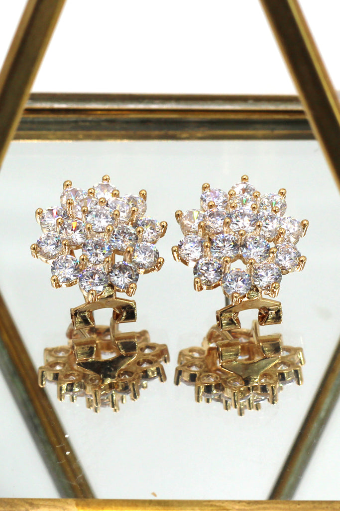 flashing crystal flower earrings