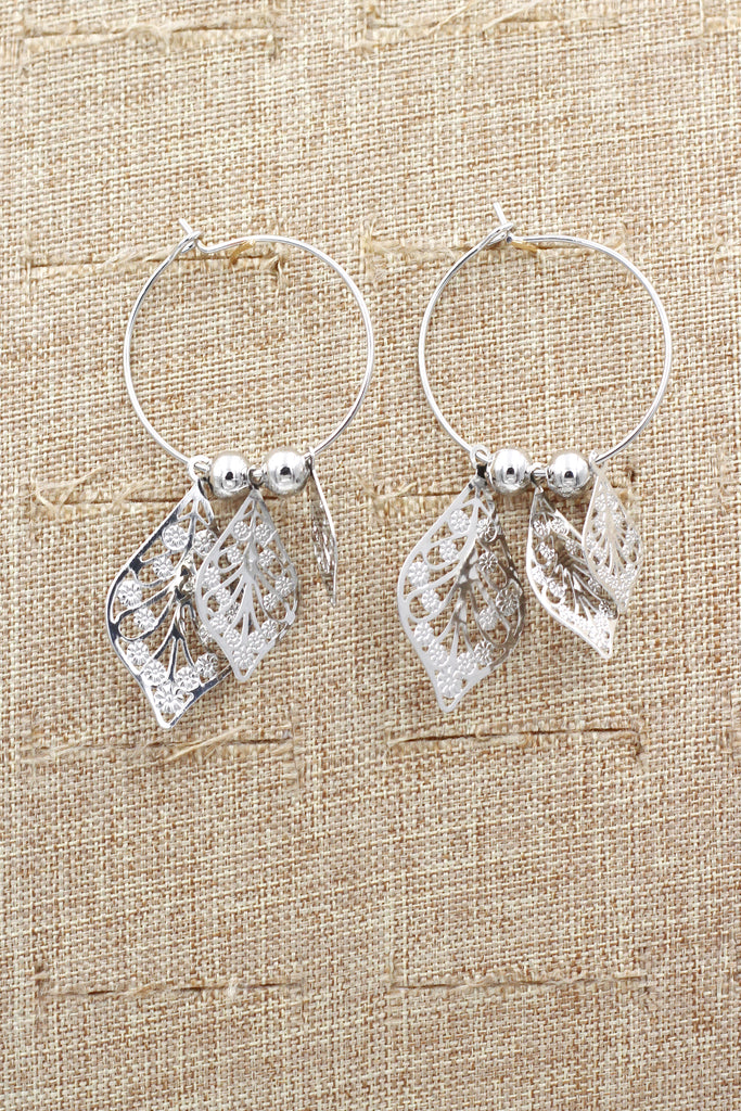elegant big circle leaf earrings