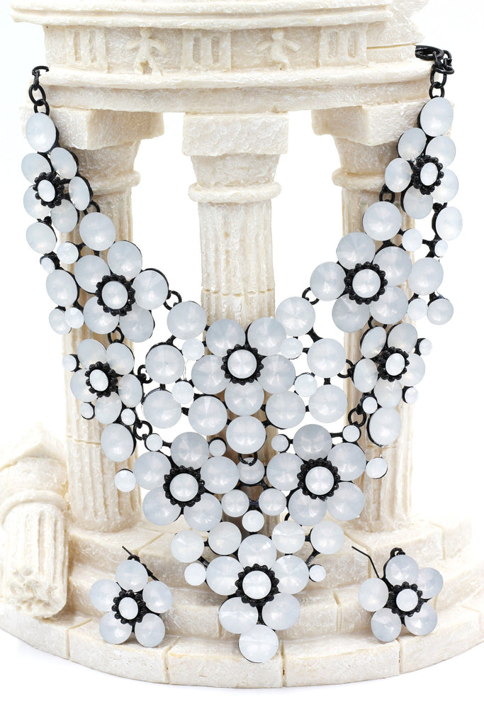 colorful crystal flowers necklace sets