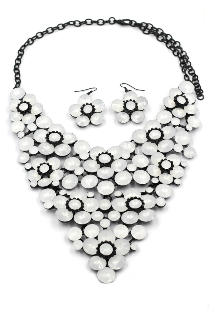 colorful crystal flowers necklace sets