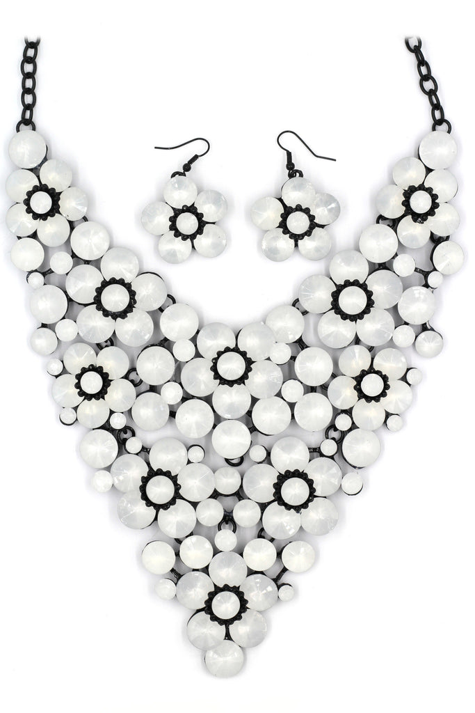 colorful crystal flowers necklace sets