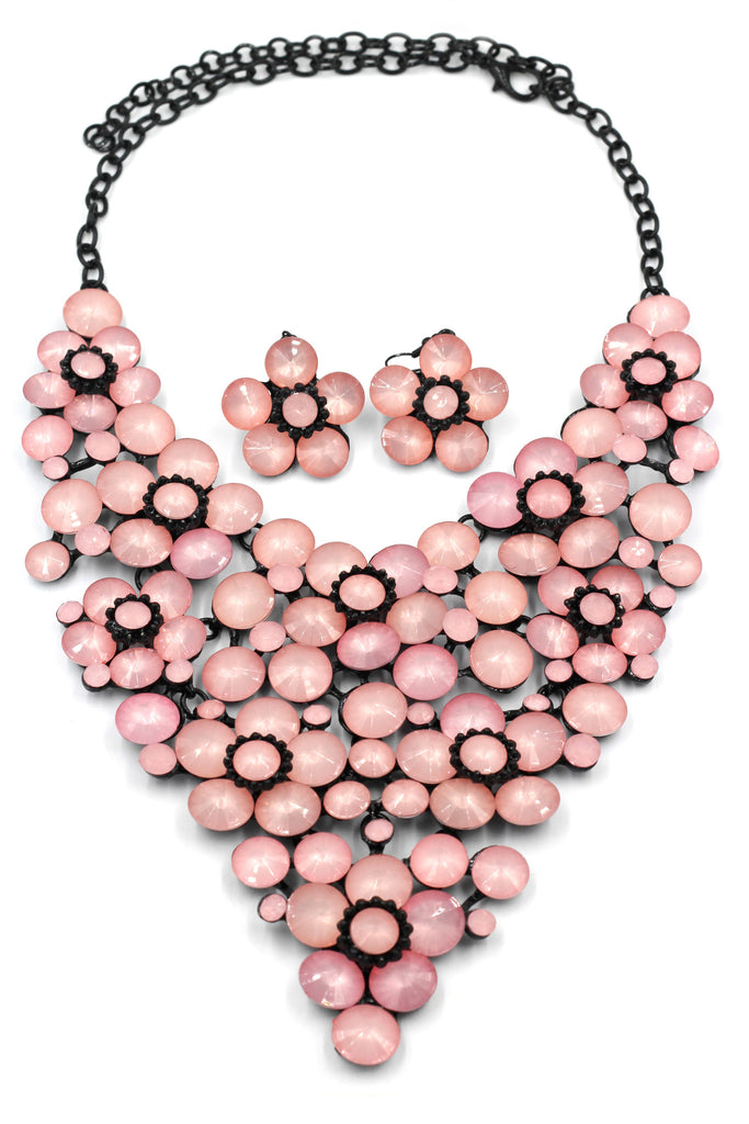 colorful crystal flowers necklace sets