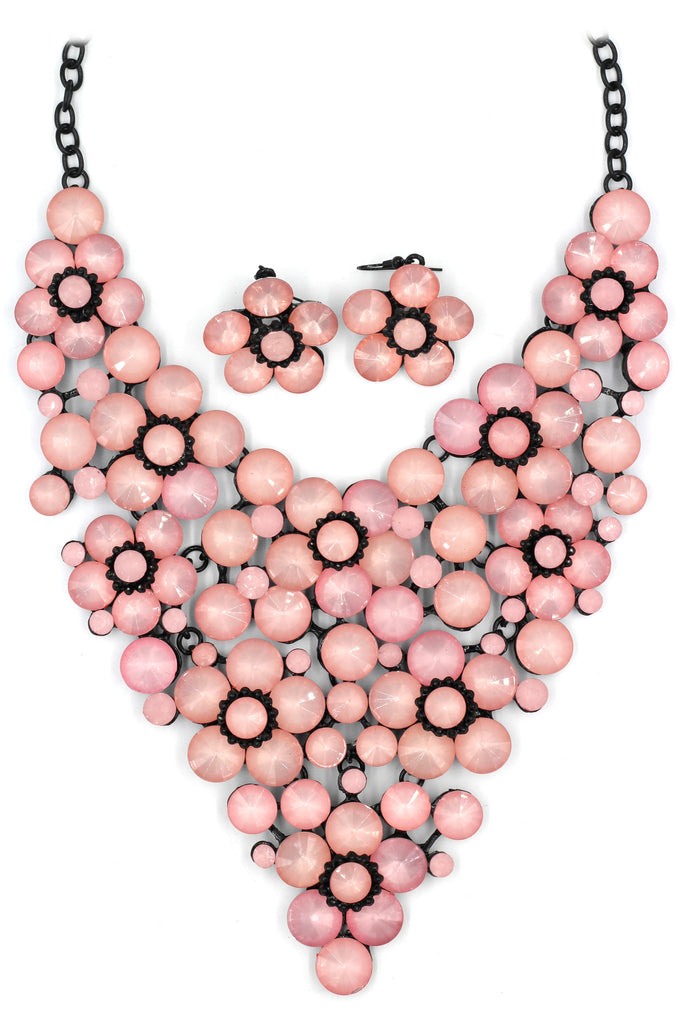 colorful crystal flowers necklace sets